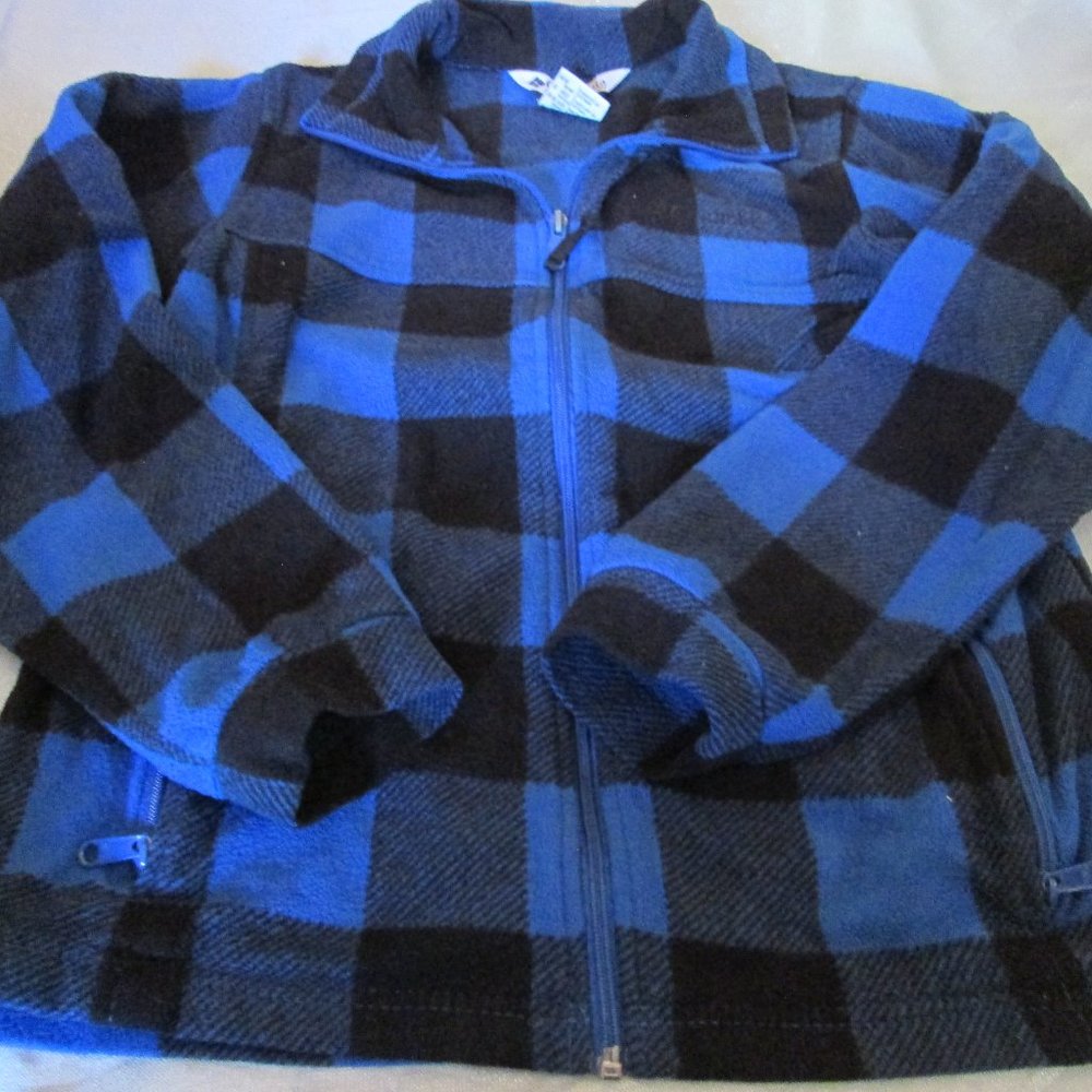 Columbia Boys Youth 14/16 Blue Check Fleece Jacket